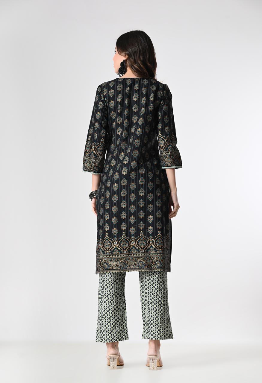4. Chic Black Kutra and Palazzo Set for Modern Wear