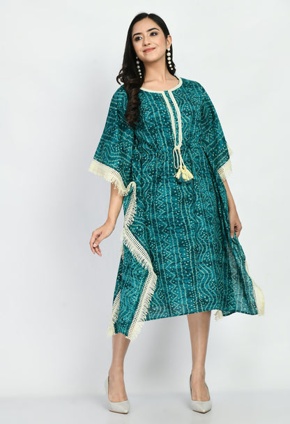 Women Printed Cotton Blend Kaftan Kurta