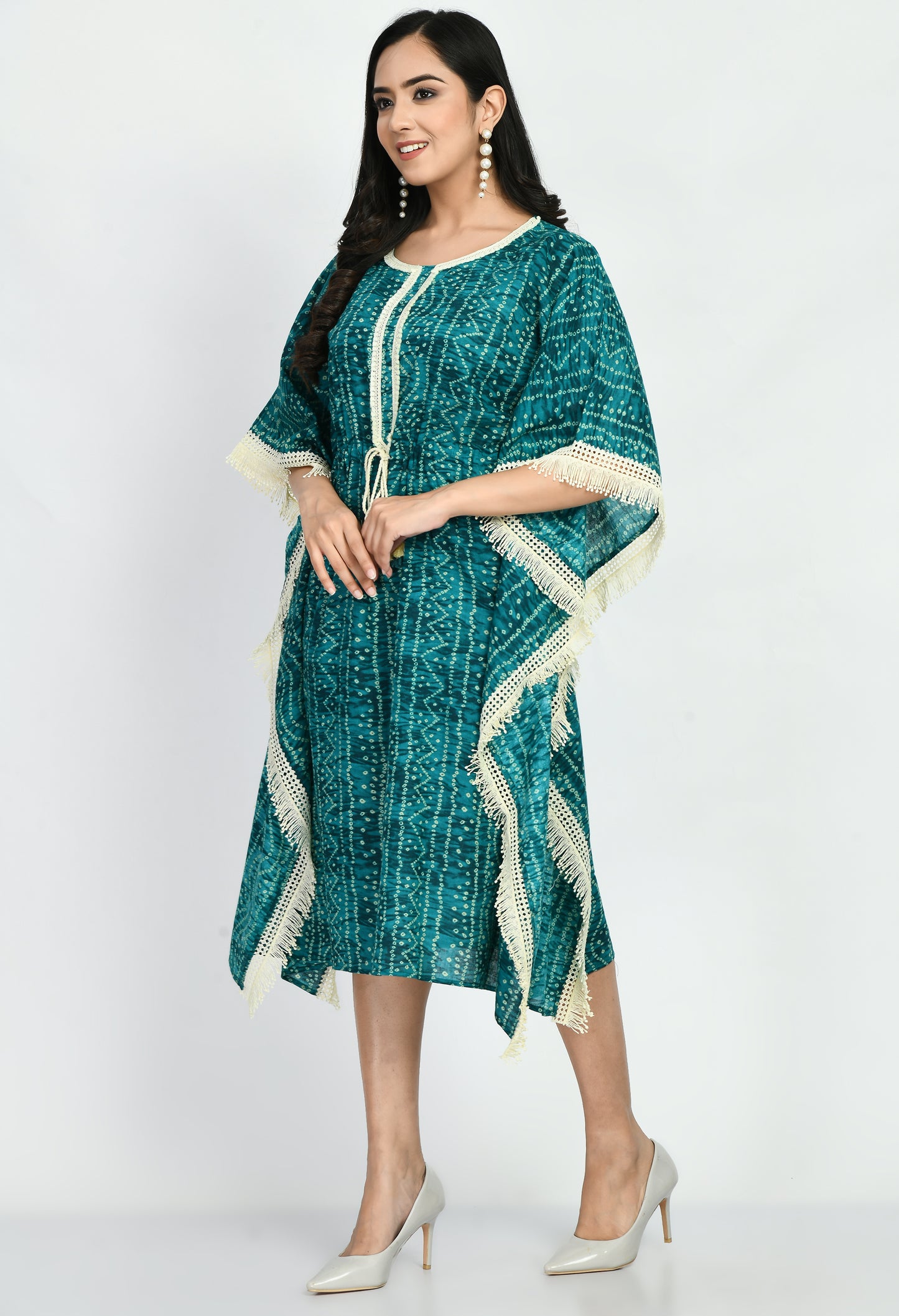 Women Printed Cotton Blend Kaftan Kurta