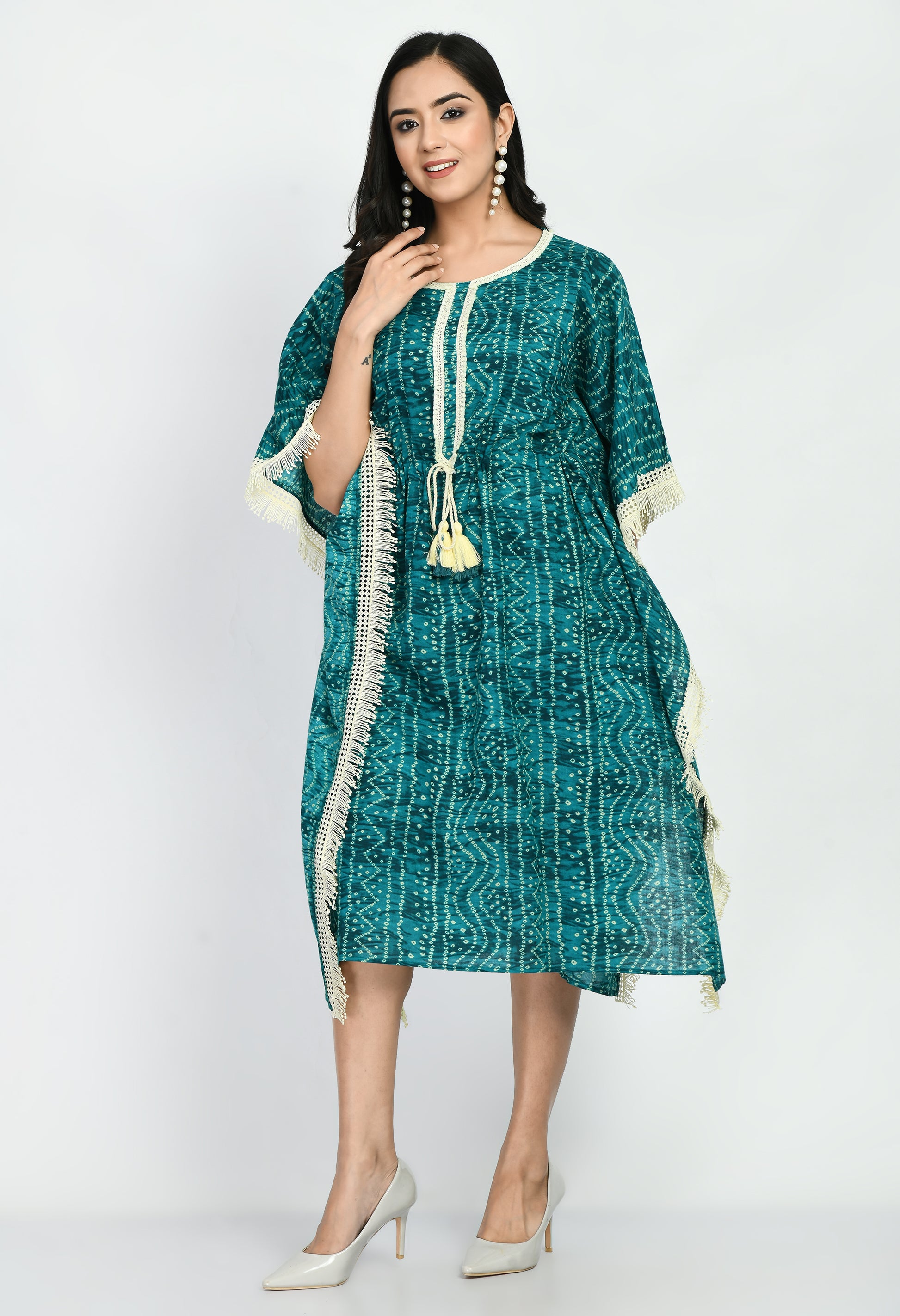 Women Printed Cotton Blend Kaftan Kurta