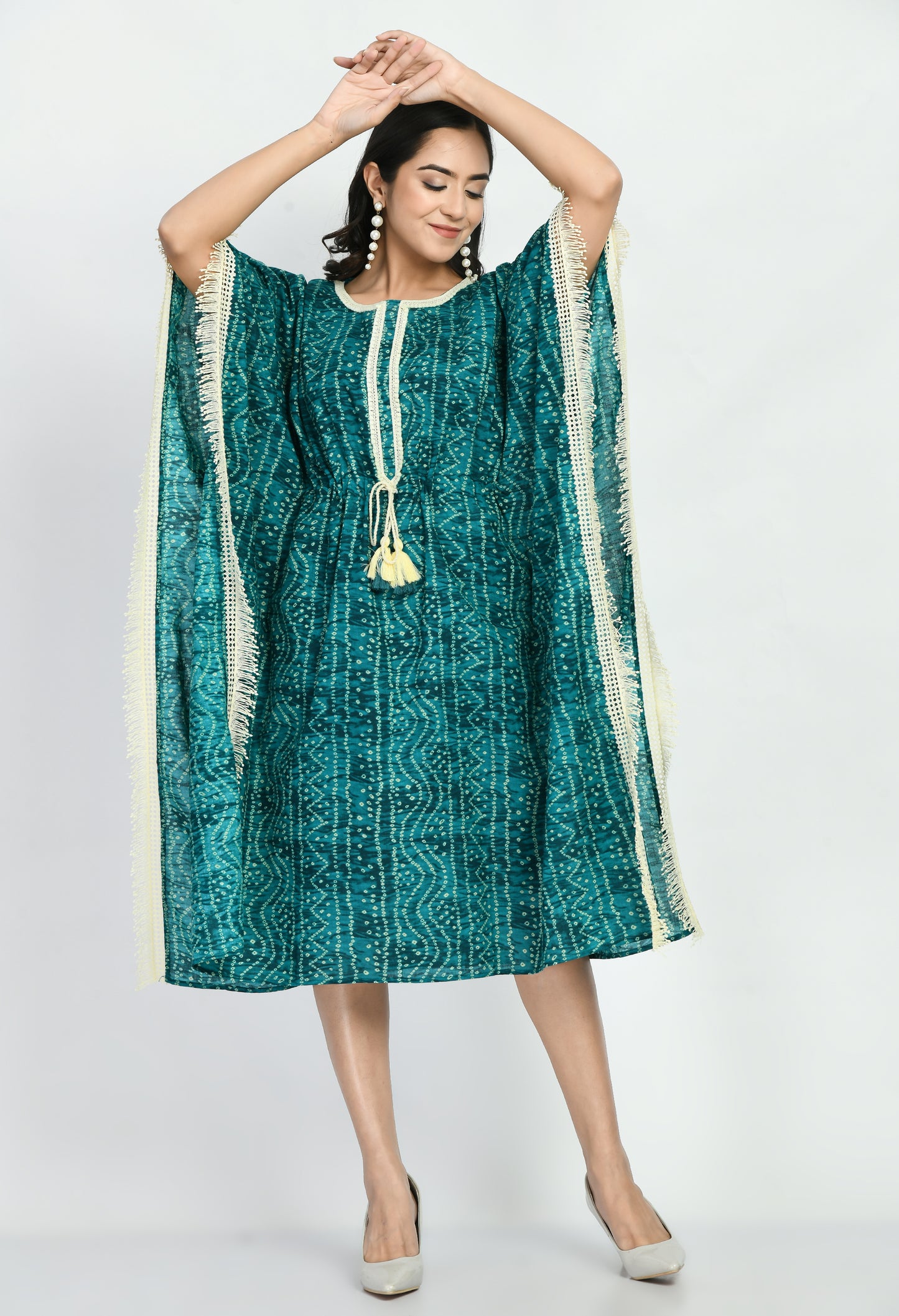 Women Printed Cotton Blend Kaftan Kurta