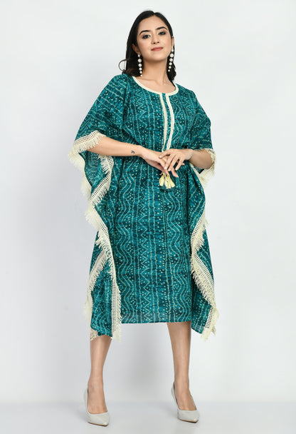 Women Printed Cotton Blend Kaftan Kurta