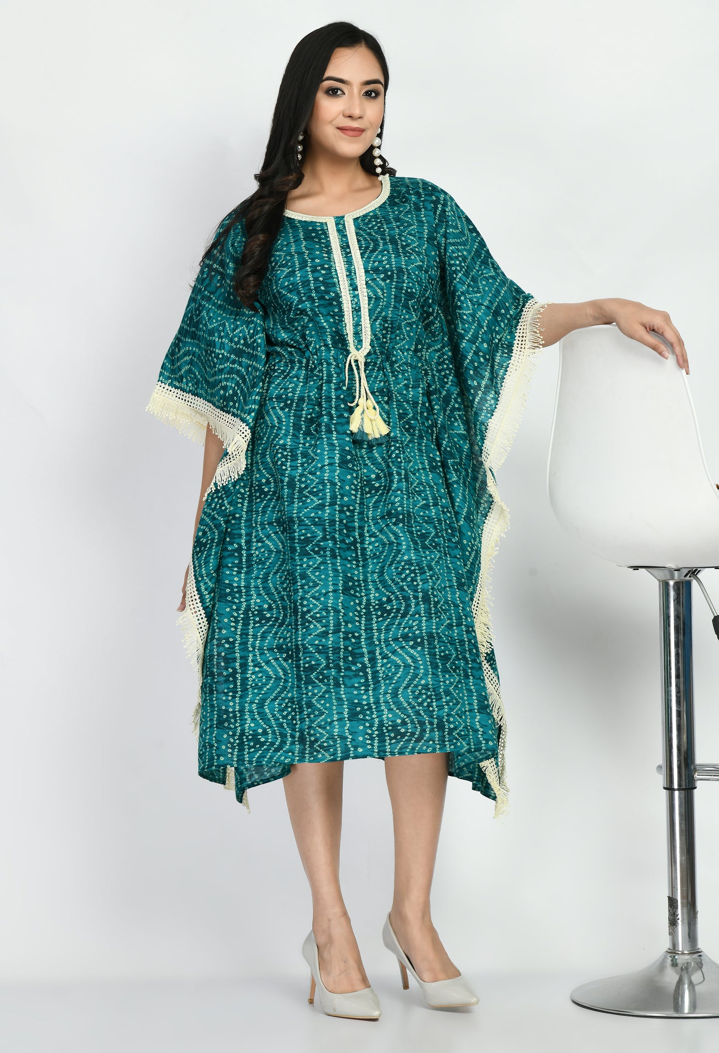 Women Printed Cotton Blend Kaftan Kurta