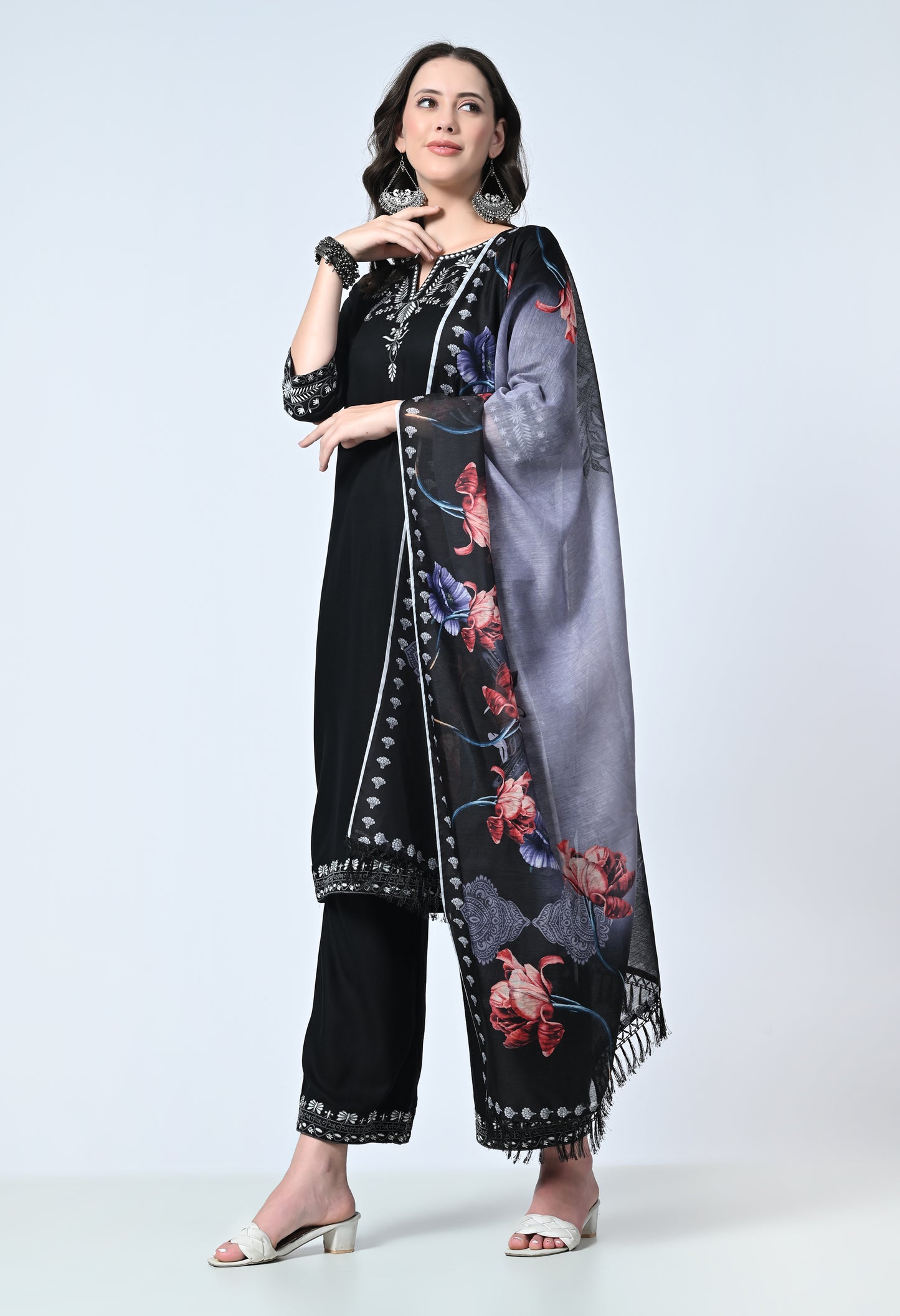 Women Viscose Rayon Kurta Palazzo Set