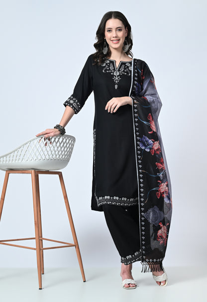 Women Viscose Rayon Kurta Palazzo Set