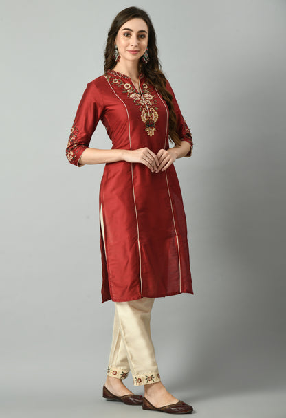 Women Polyester Kurta Pant Dupatta Set